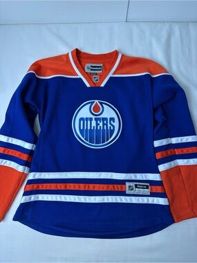 Cam Talbot (2016–2019) Edmonton Oilers #33 Jersey Youth M Reebok Reebok NHL